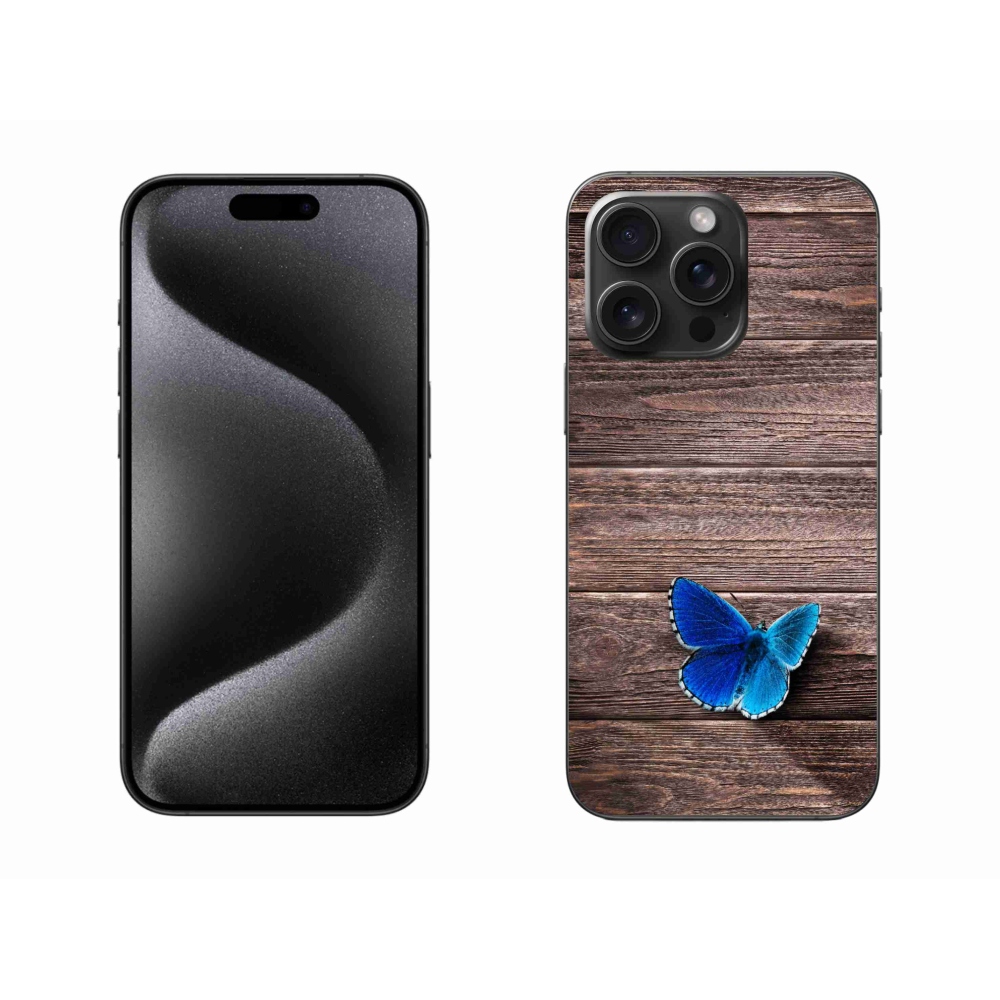 Gelový kryt mmCase na iPhone 15 Pro Max - modrý motýl 1