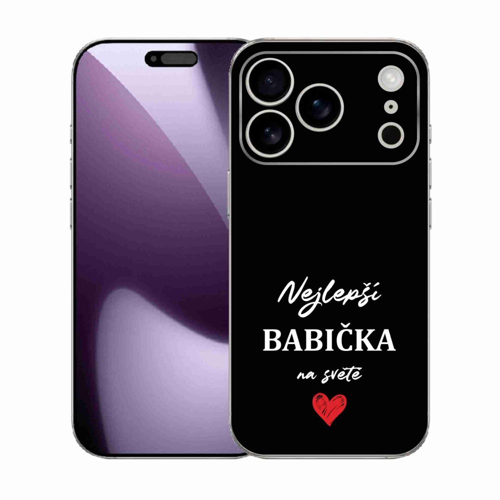 Gelový kryt mmCase na iPhone 17 Pro - nejlepší babička 1 černé pozadí