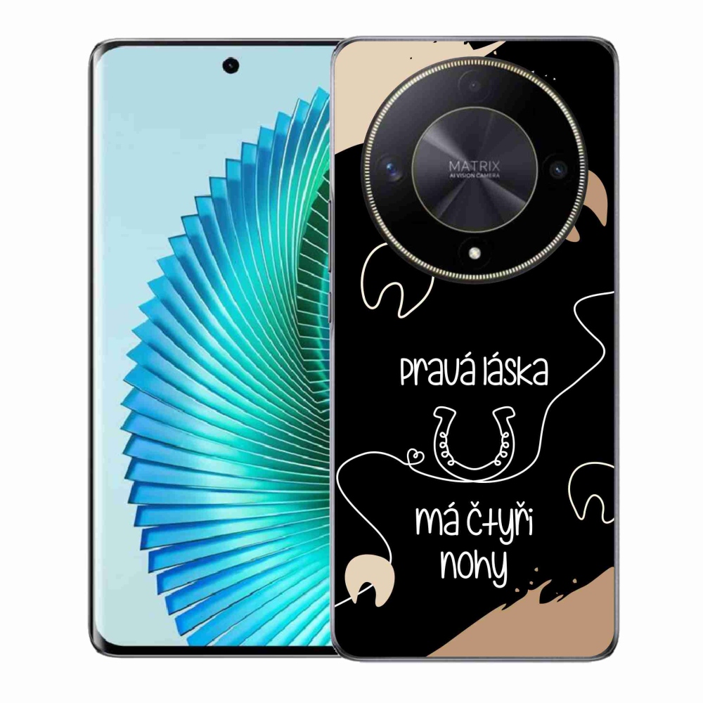 Gelový kryt mmCase na Honor Magic 6 Lite 5G - koňský motiv černé pozadí