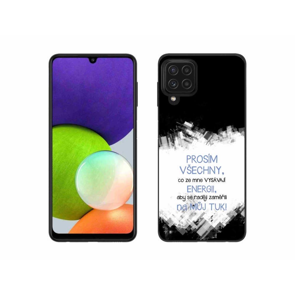 Gelový kryt mmCase na Samsung Galaxy A22 4G - vtipný text 1 modrý