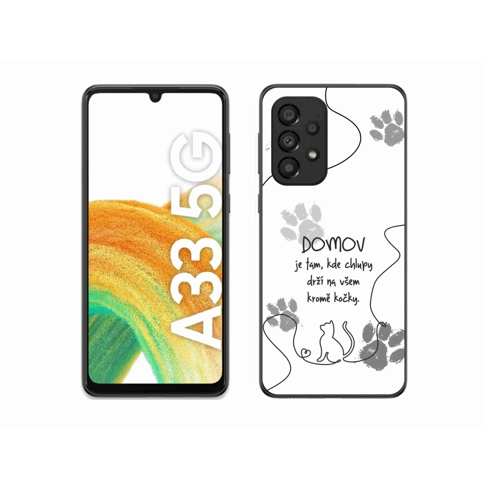 Gelový kryt mmCase na Samsung Galaxy A33 5G - kočičí motiv bílé pozadí