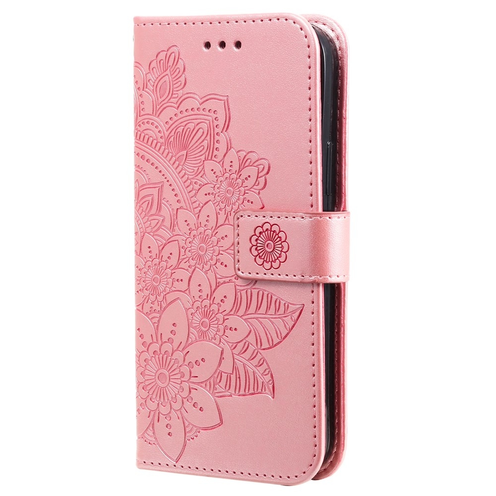 Floral knížkové pouzdro na Xiaomi Redmi Note 14 - růžové