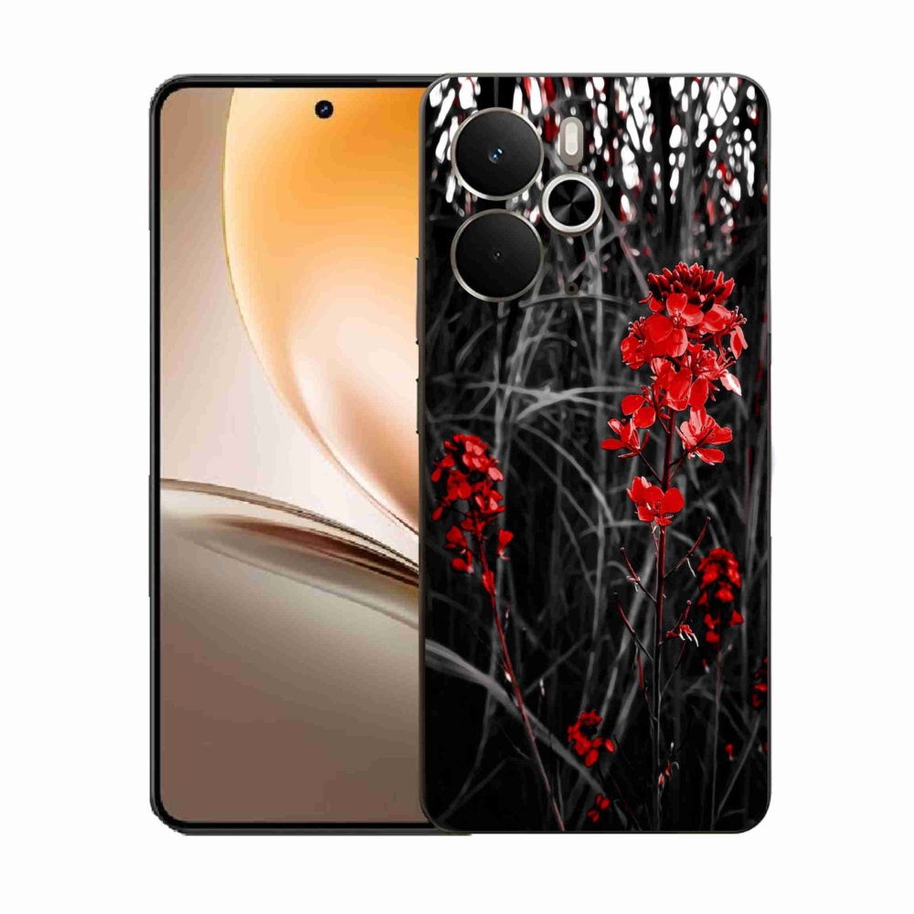 Gelový kryt mmCase na Realme 14 5G - červená rostlina