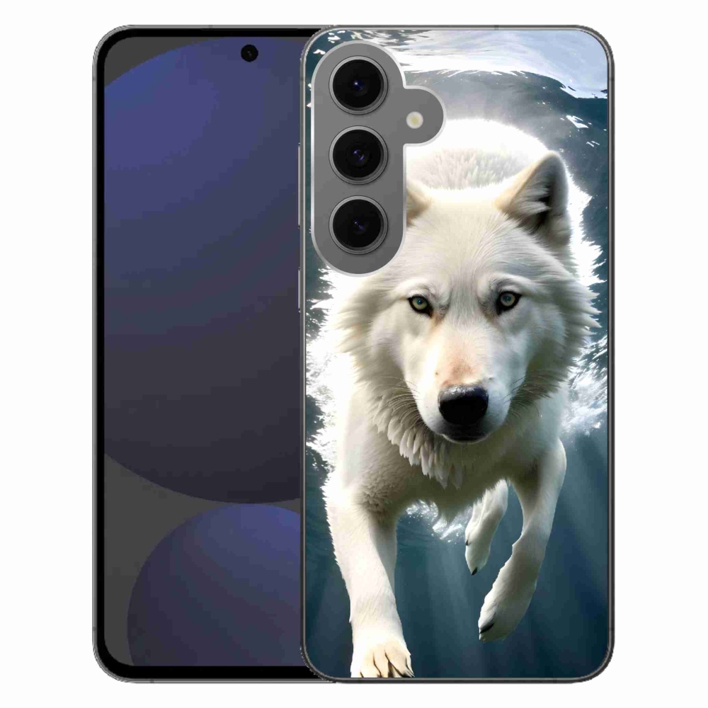 Gelový kryt mmCase na Samsung Galaxy S24 FE - bílý vlk