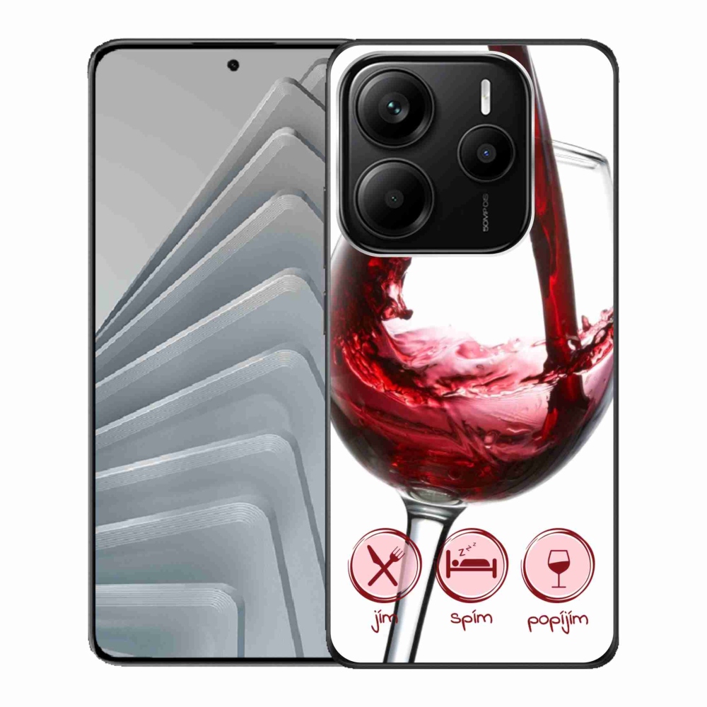 Gelový kryt mmCase na Xiaomi Redmi Note 14 5G - sklenička vína červené