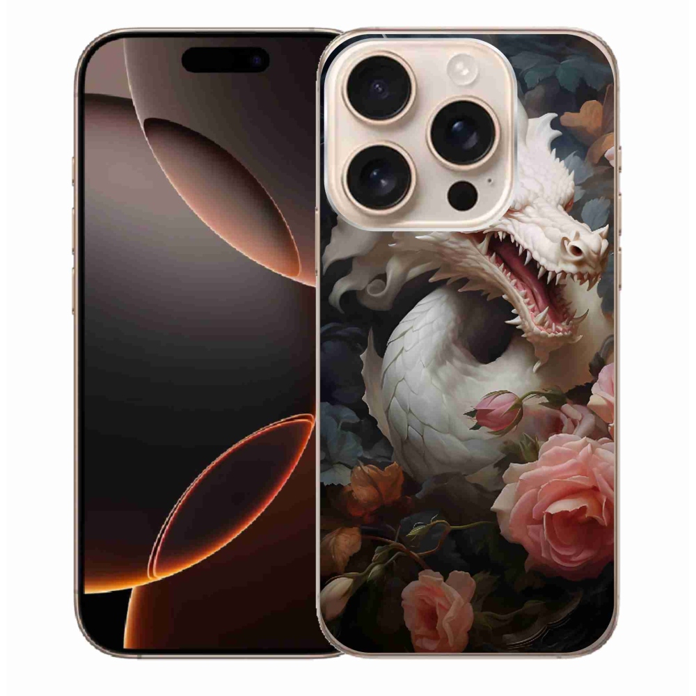 Gelový kryt mmCase na iPhone 16 Pro Max - bílý drak