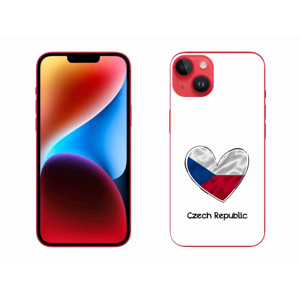 Gelový kryt mmCase na iPhone 14 Plus - vlajka srdce bílé pozadí