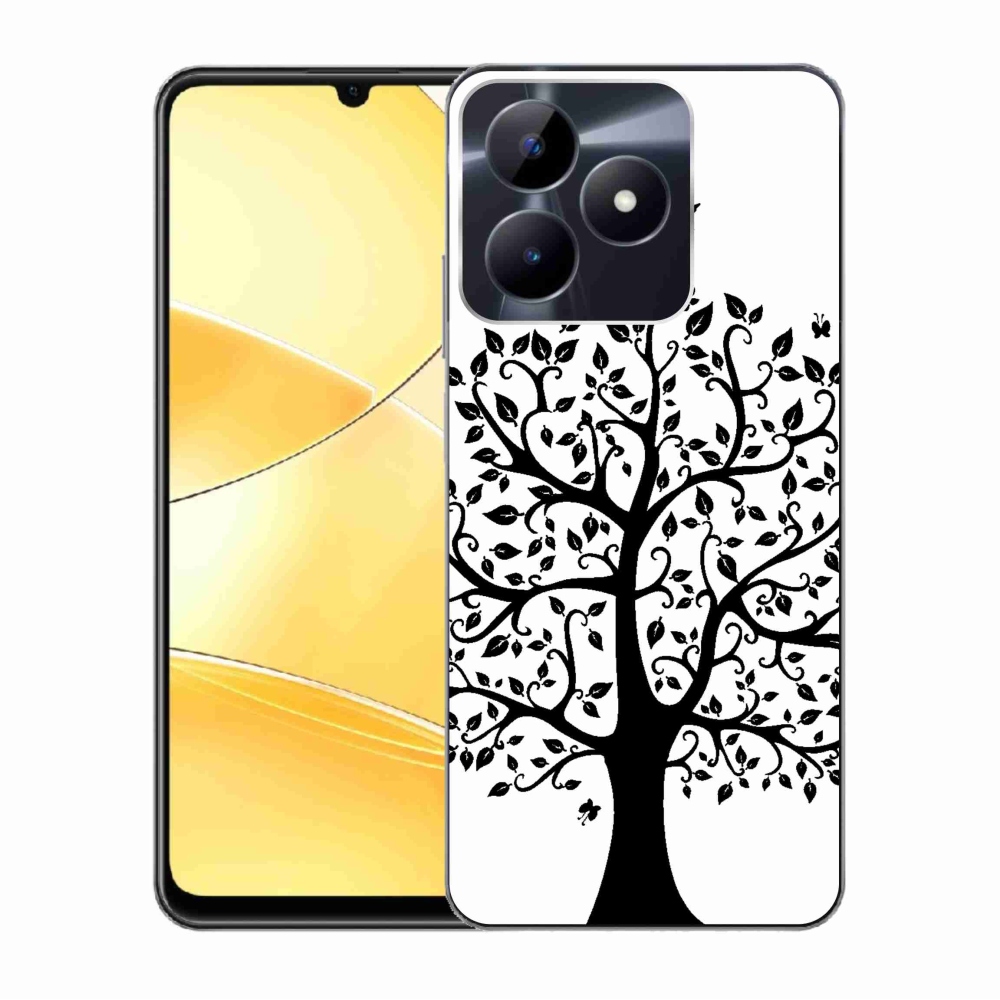 Gelový kryt mmCase na Realme C51/C53 - černobílý strom