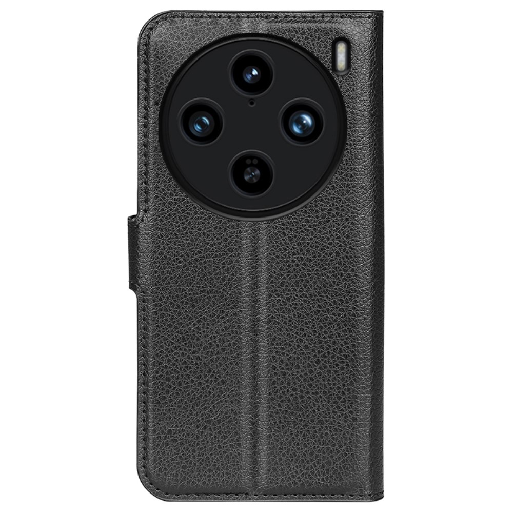 Litchi knížkové pouzdro na Vivo X100 Pro 5G - černé