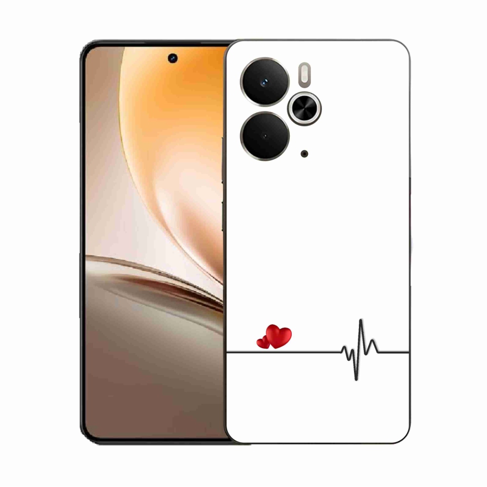 Gelový kryt mmCase na Realme 14 5G - srdce a tep bílé pozadí