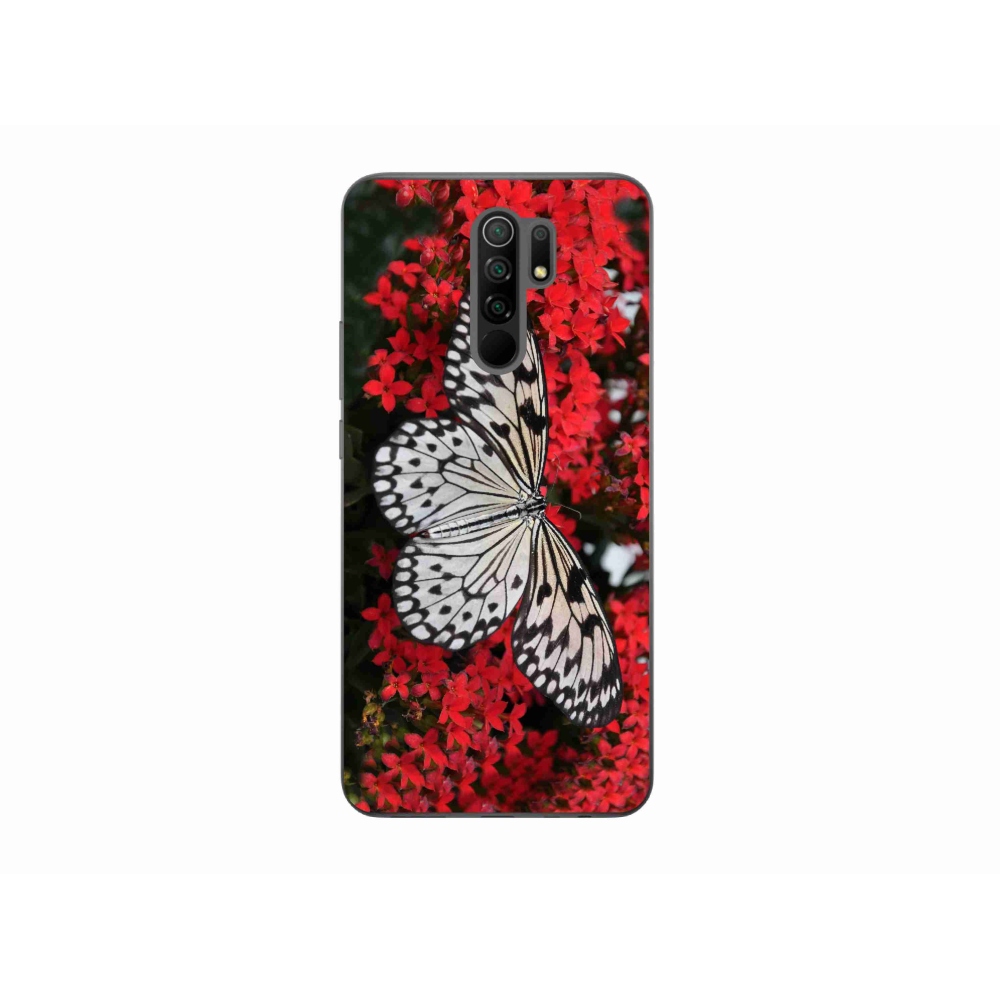 Gelový kryt mmCase na mobil Xiaomi Redmi 9 - černobílý motýl 1