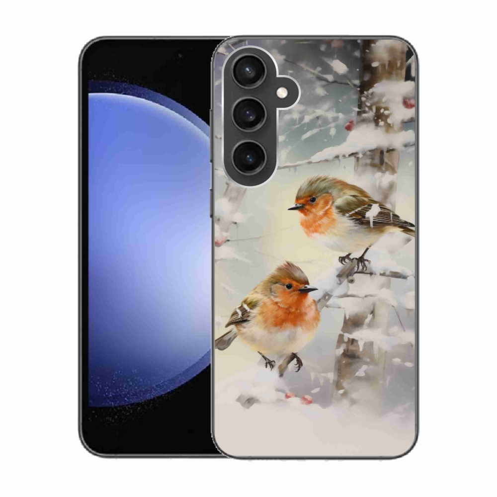 Gelový kryt mmCase na Samsung Galaxy S23 FE - ptáčci v zimě