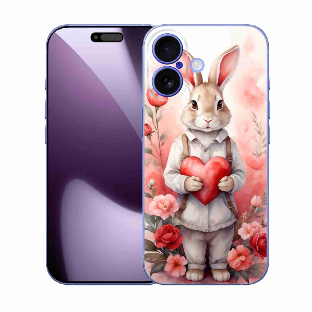 Gelový kryt mmCase na iPhone 17 - zajíc se srdíčkem