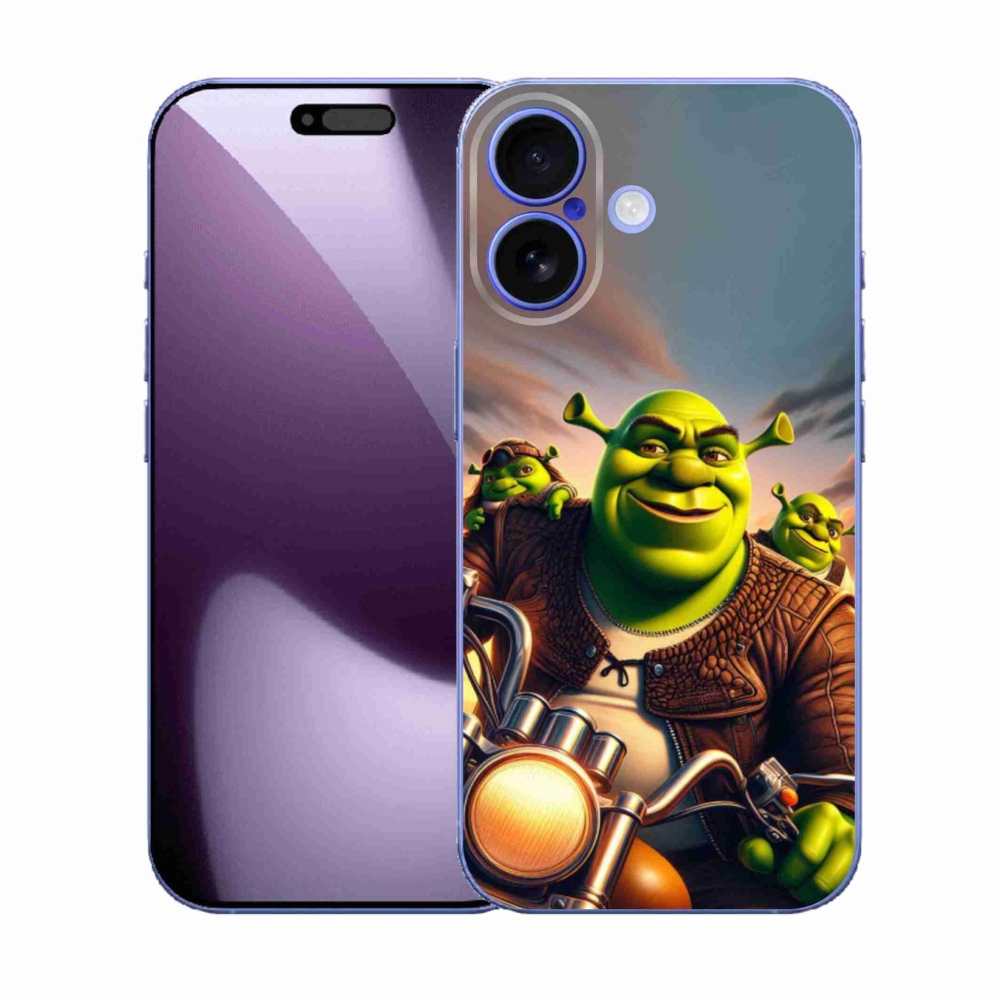 Gelový kryt mmCase na iPhone 17 - shrek na motorce