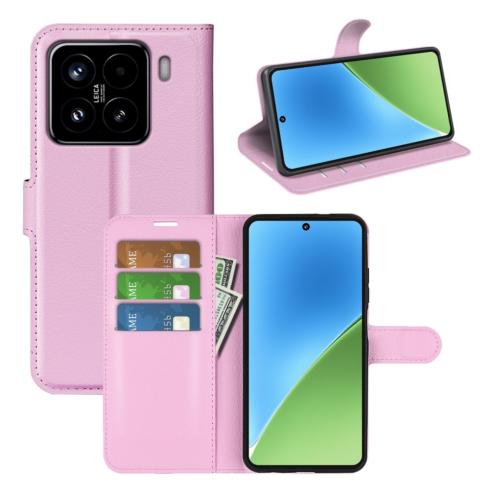 Litchi knížkové pouzdro na Xiaomi 15 - růžové
