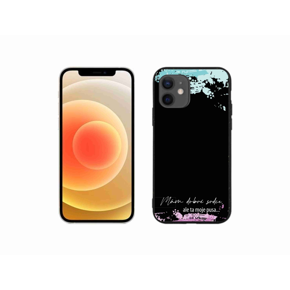 Gelový kryt mmCase na iPhone 12 mini - vtipný text 3 černé pozadí