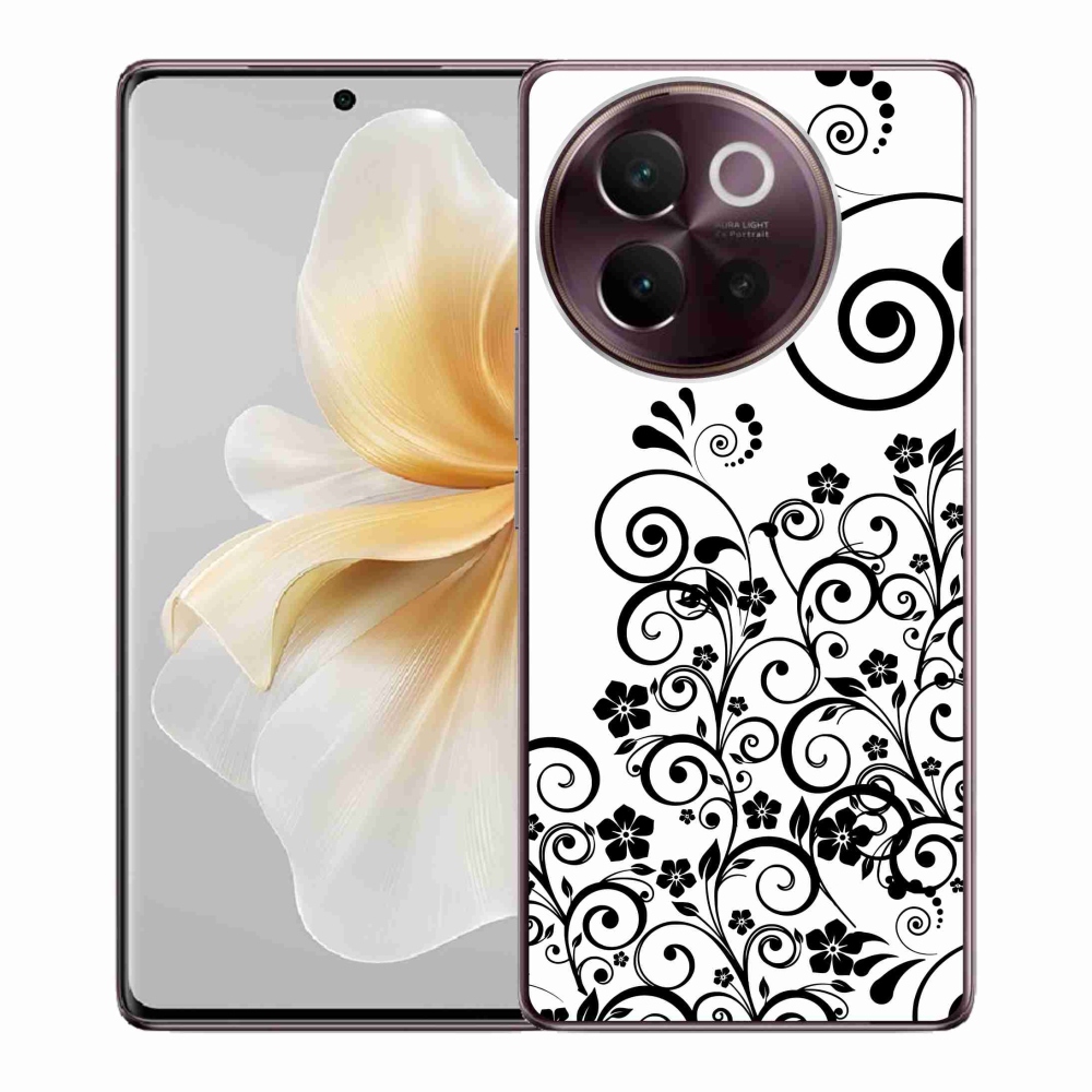 Gelový kryt mmCase na Vivo V40 Lite 5G - černobílé květinové vzory