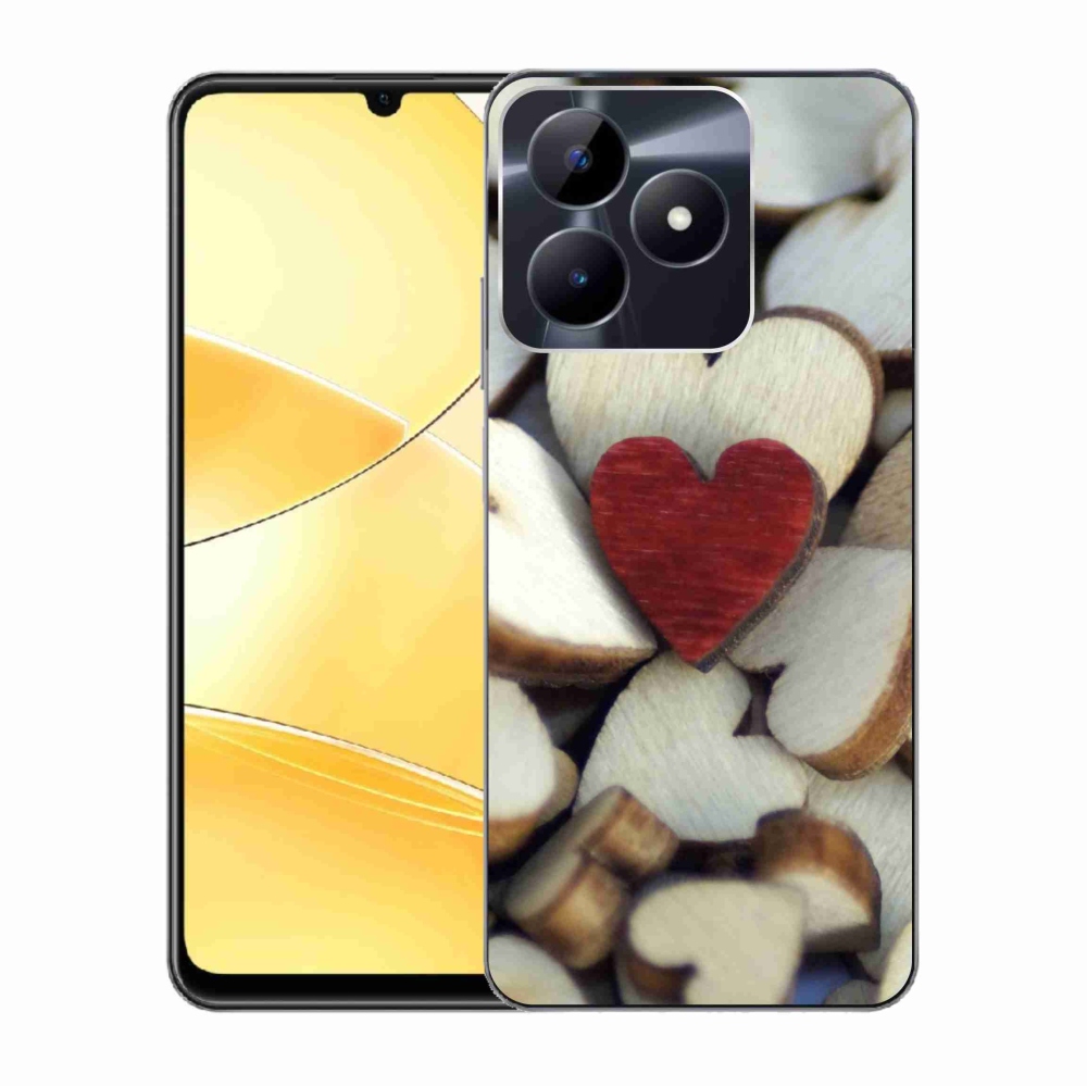 Gelový kryt mmCase na Realme C51/C53 - gravírované červené srdce 