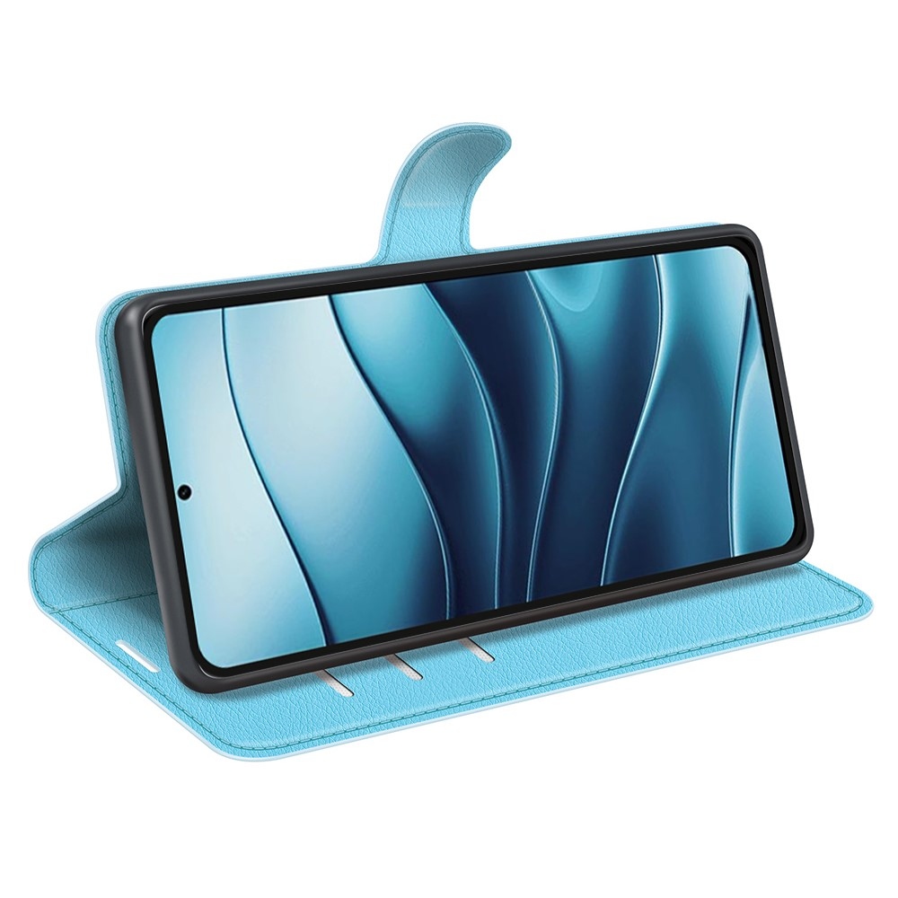 Litchi knížkové pouzdro na Xiaomi Redmi Note 14 5G - modré