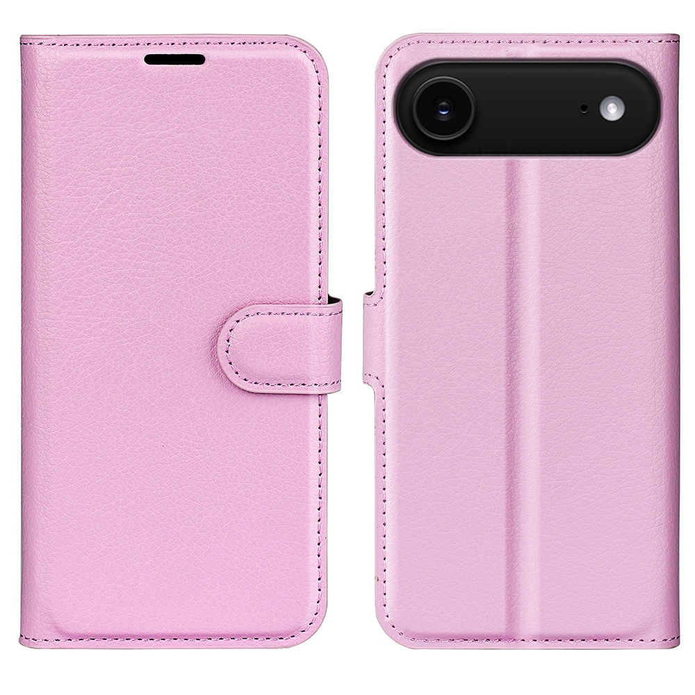 Litchi knížkové pouzdro na iPhone 17 Air - růžové