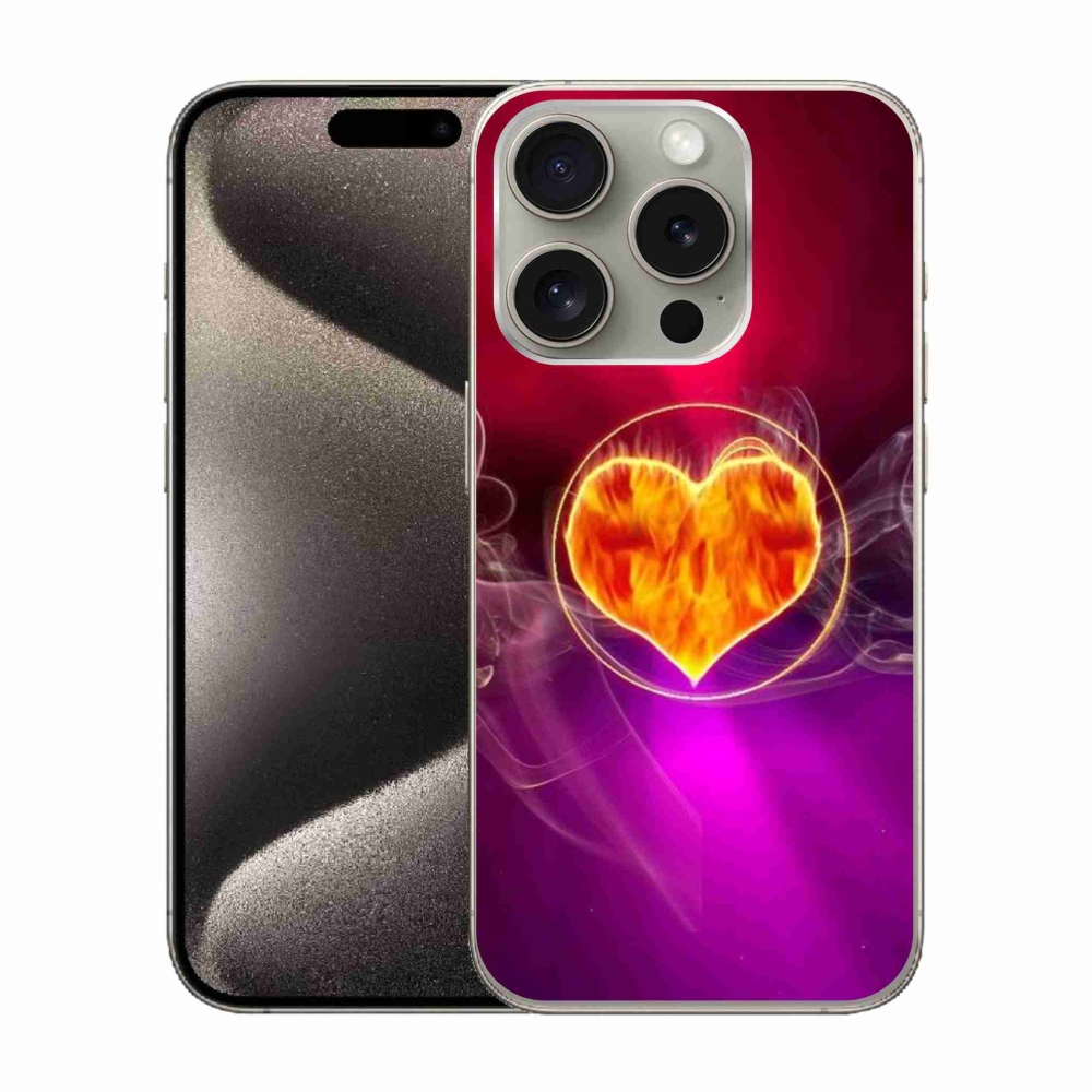 Gelový kryt mmCase na iPhone 15 Pro - ohnivé srdce