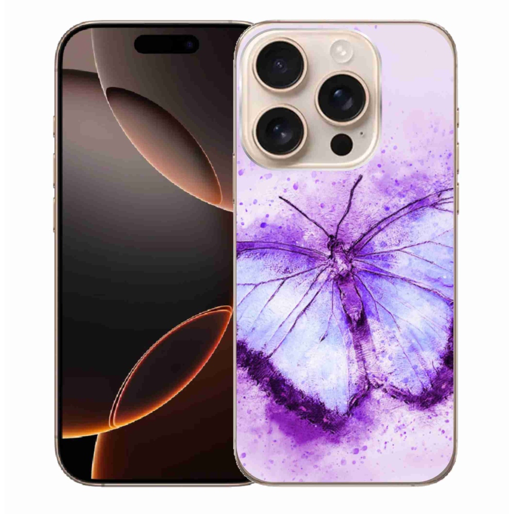 Gelový kryt mmCase na iPhone 16 Pro Max - fialový motýl