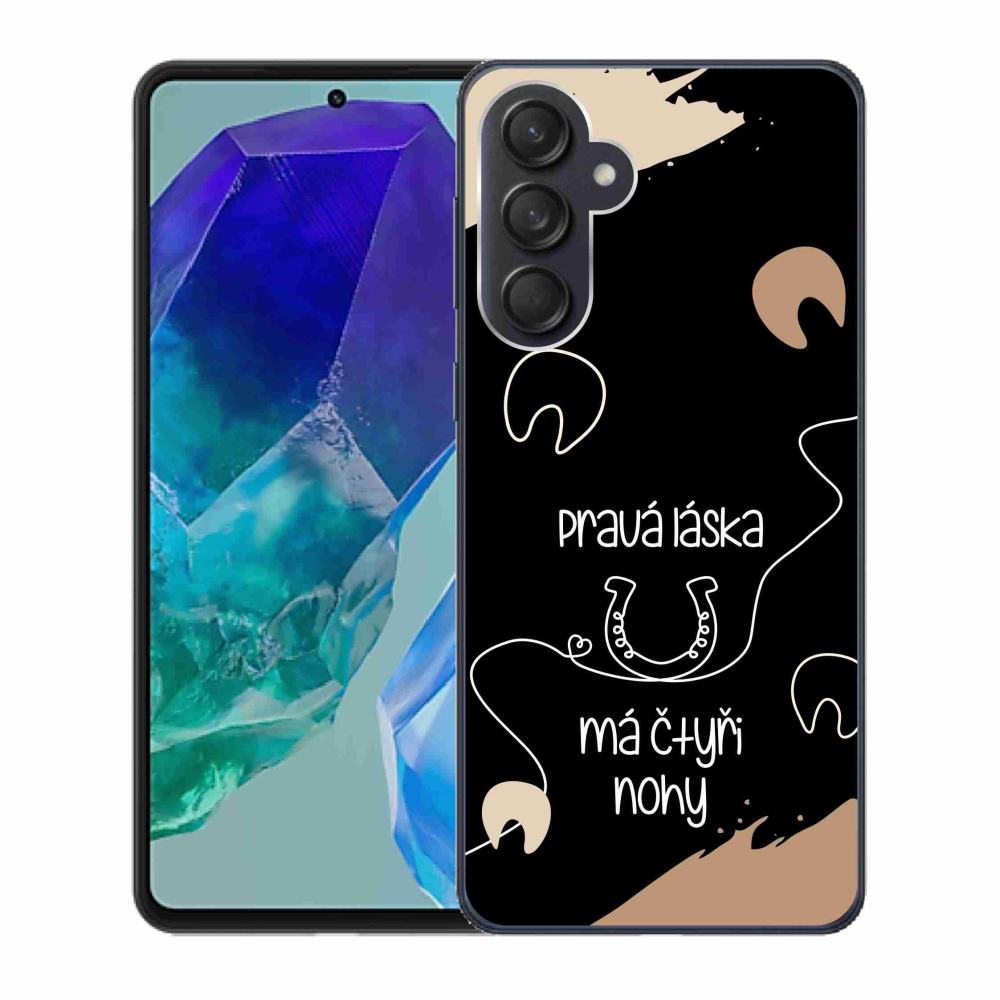Gelový kryt mmCase na Samsung Galaxy M55 5G - koňský motiv černé pozadí