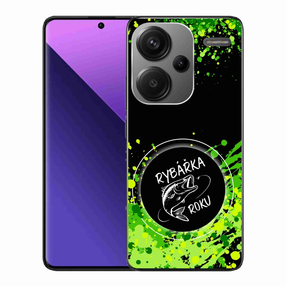 Gelový kryt mmCase na Xiaomi Redmi Note 13 Pro+ 5G - rybářka roku černé pozadí