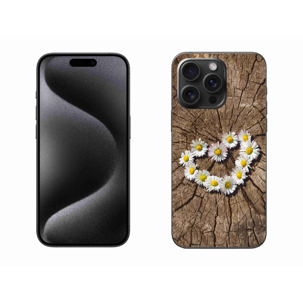 Gelový kryt mmCase na iPhone 15 Pro Max - srdce z kopretin
