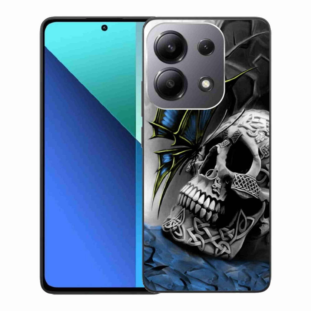 Gelový kryt mmCase na Xiaomi Redmi Note 13 - motýl a lebka