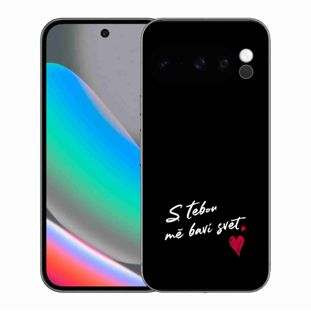 Gelový kryt mmCase na Google Pixel 10 Pro - zamilovaný text 1 černé pozadí