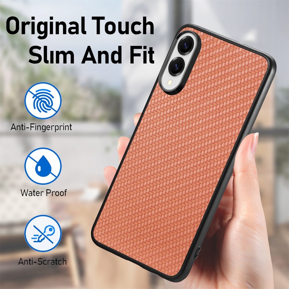 Coat gelový obal s umělou kůží a pevnými zády na Samsung Galaxy S25 Edge - hnědý