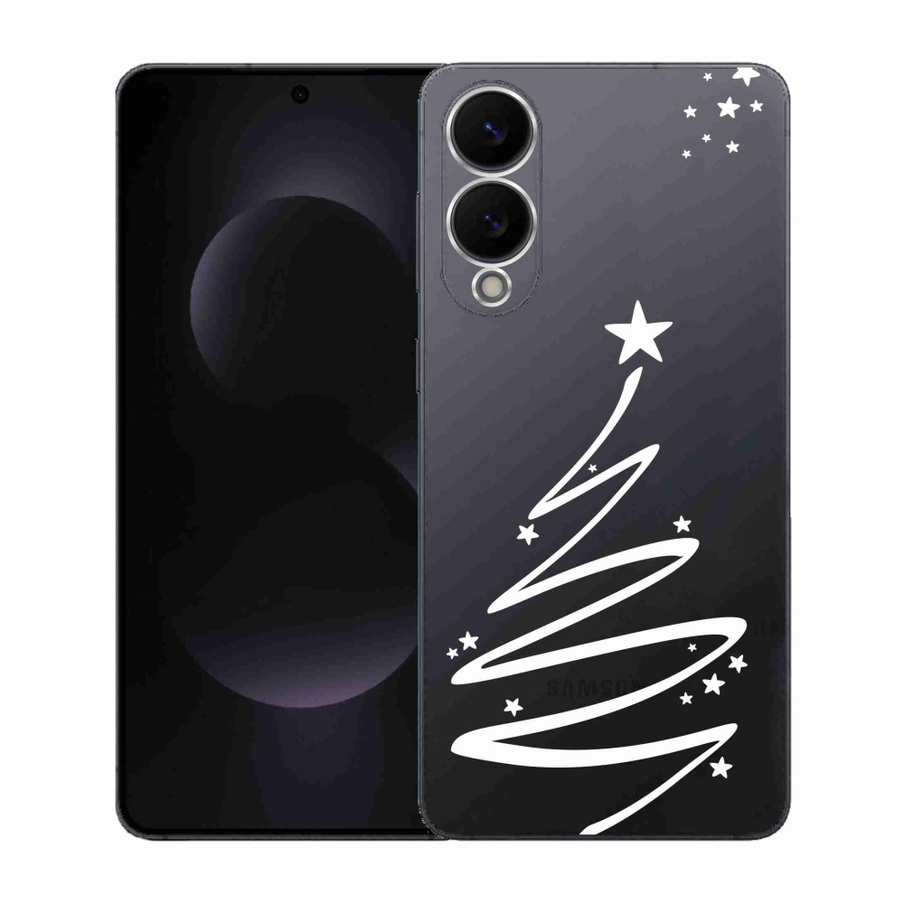 Gelový kryt mmCase na Samsung Galaxy S25 Edge - bílý stromeček na průhledném pozadí