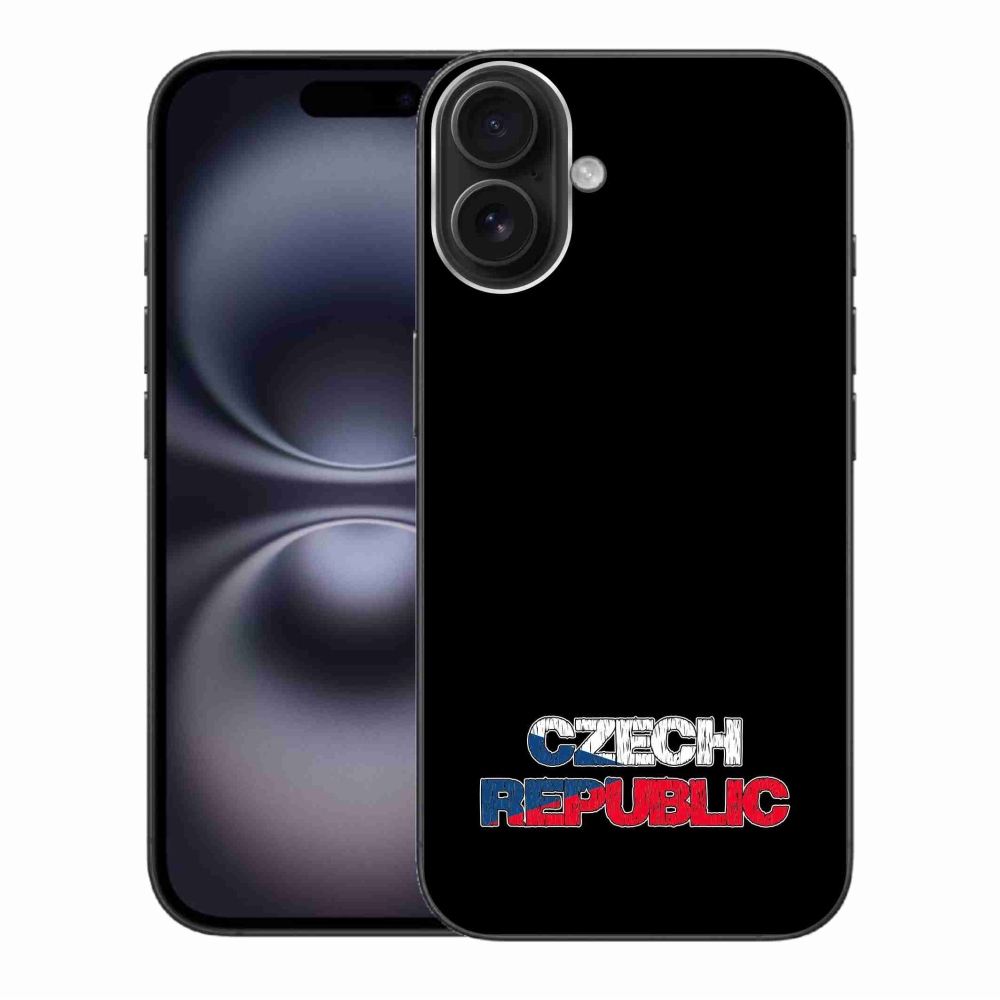Gelový kryt mmCase na iPhone 16 Plus - Czech Republic černé pozadí