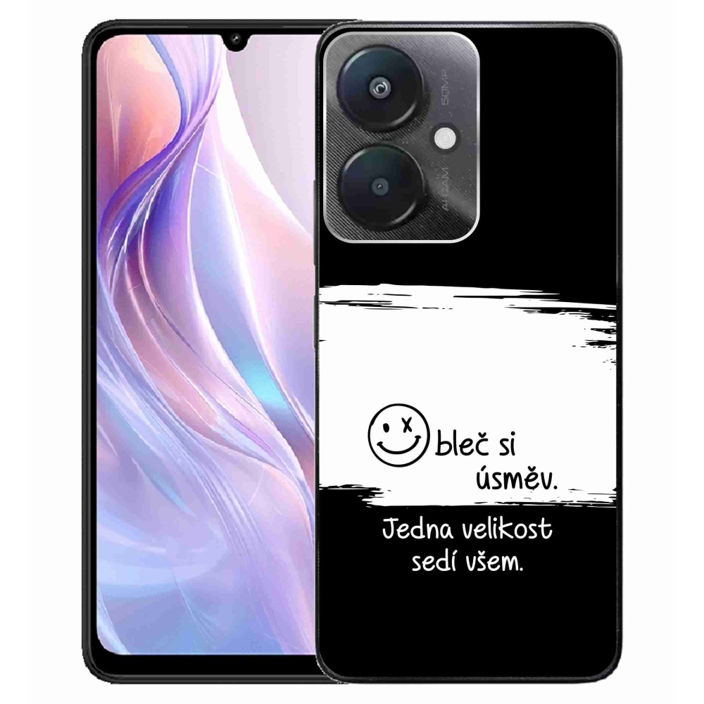 Gelový kryt mmCase na Xiaomi Redmi 13C 5G  - vtipný text 8 bíločerné pozadí
