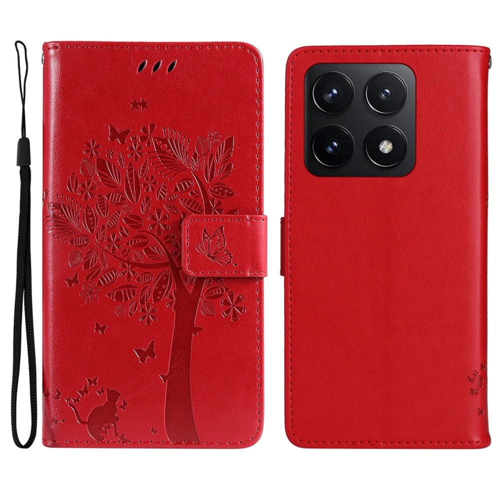 Trees knížkové pouzdro na Xiaomi 14T - červené