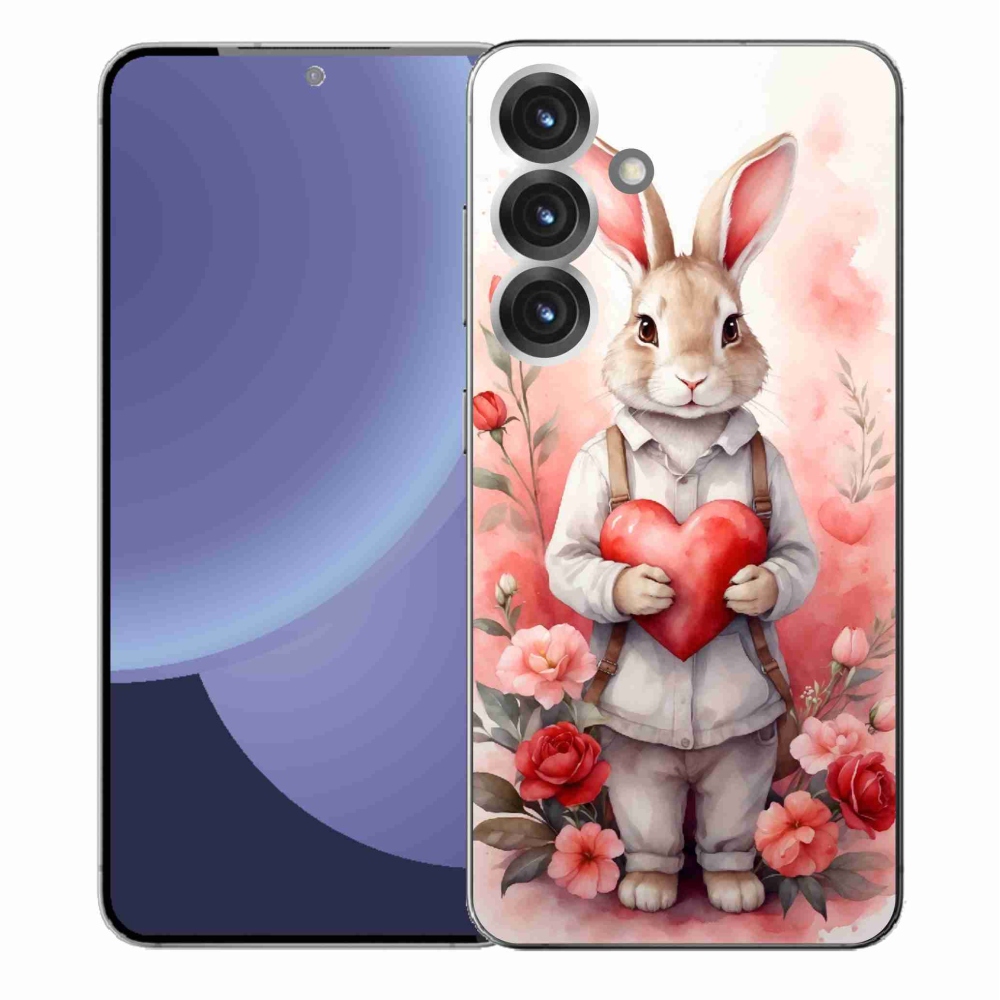 Gelový kryt mmCase na Samsung Galaxy S25+ - zajíc se srdíčkem