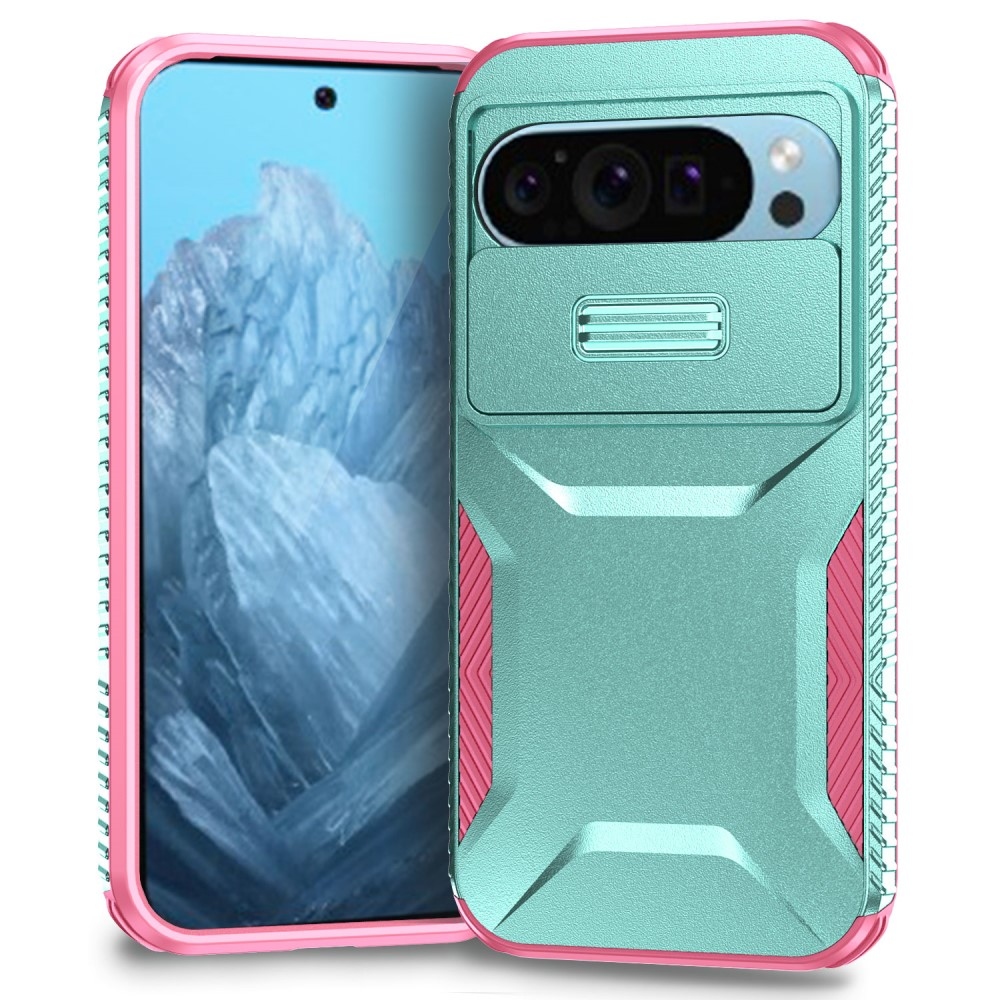 Lid odolný kryt na Google Pixel 9/9 Pro - modrozelený/růžový