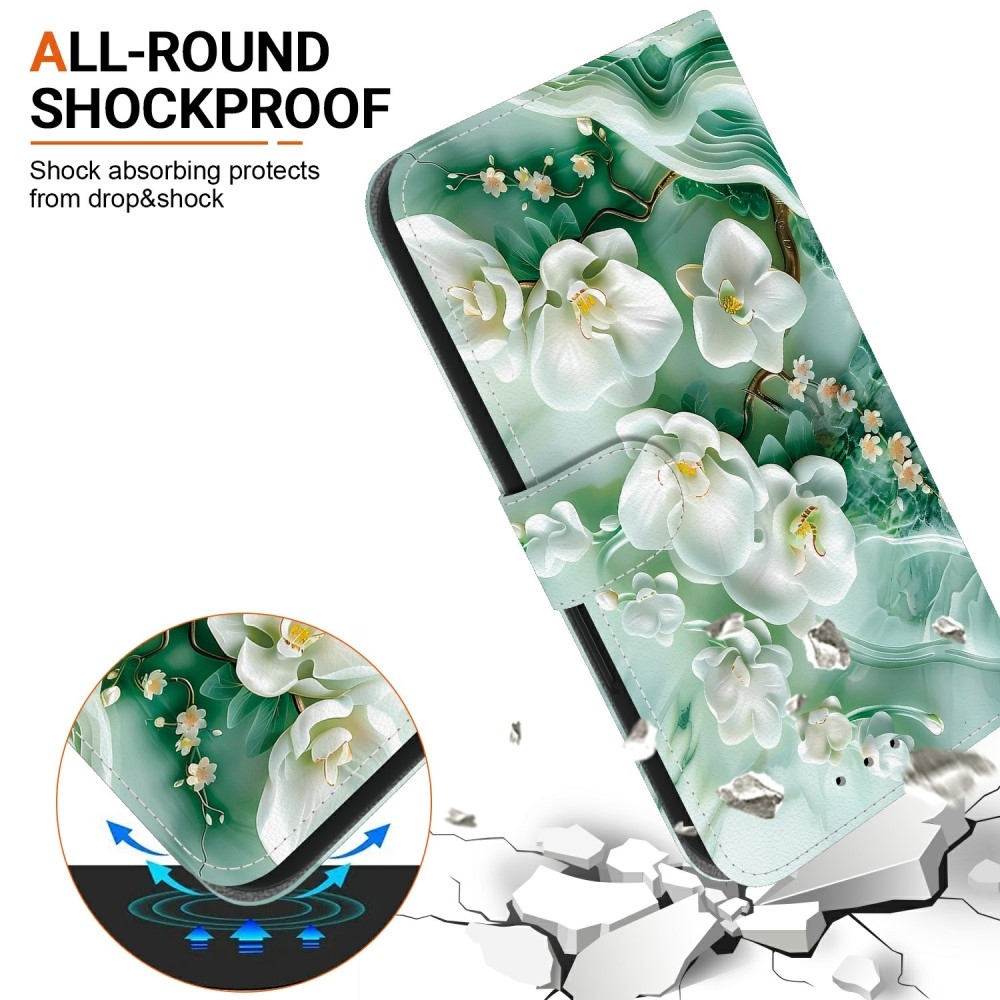 Versatile knížkové pouzdro na Samsung Galaxy A06 4G - bílé květy