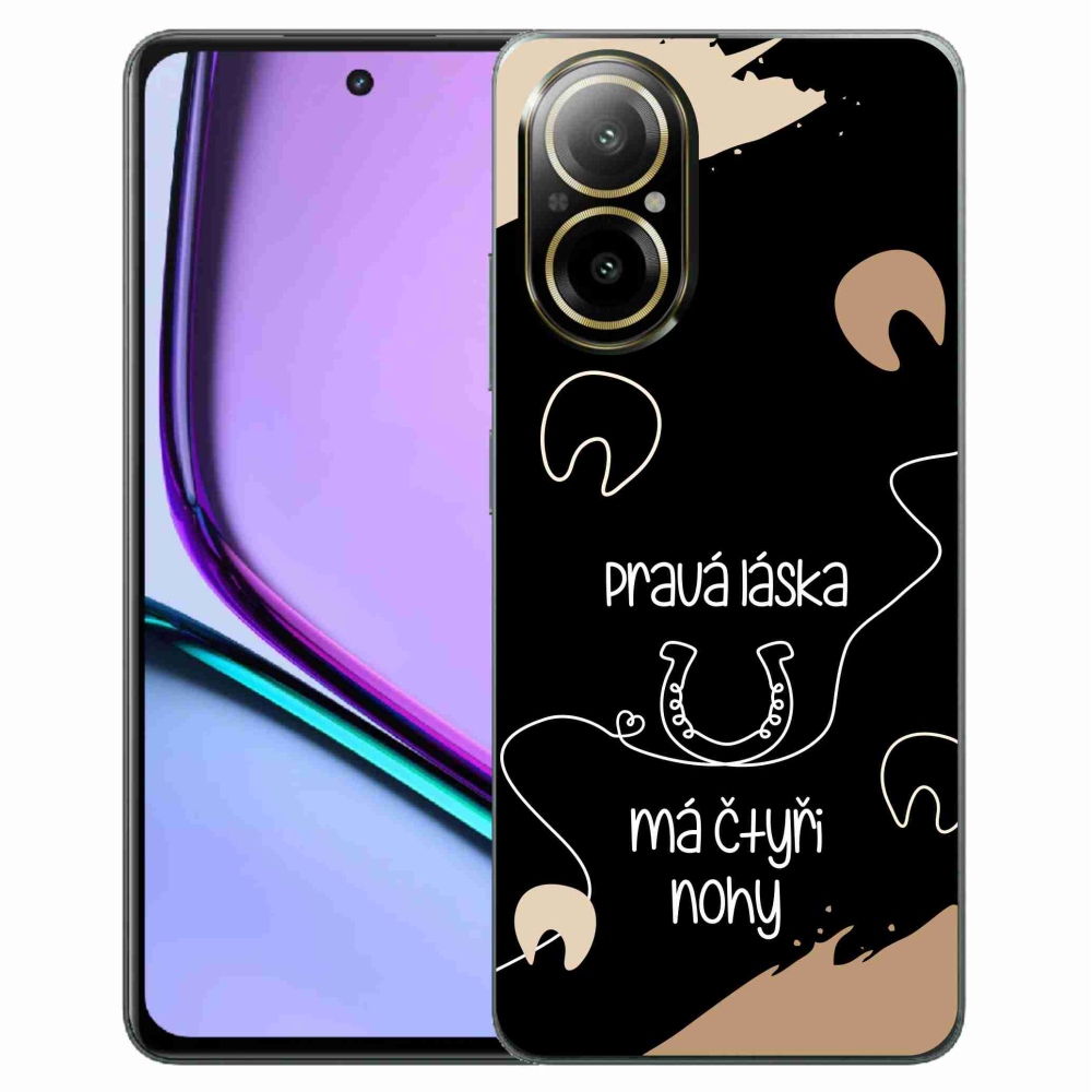 Gelový kryt mmCase na Realme C67 - koňský motiv černé pozadí