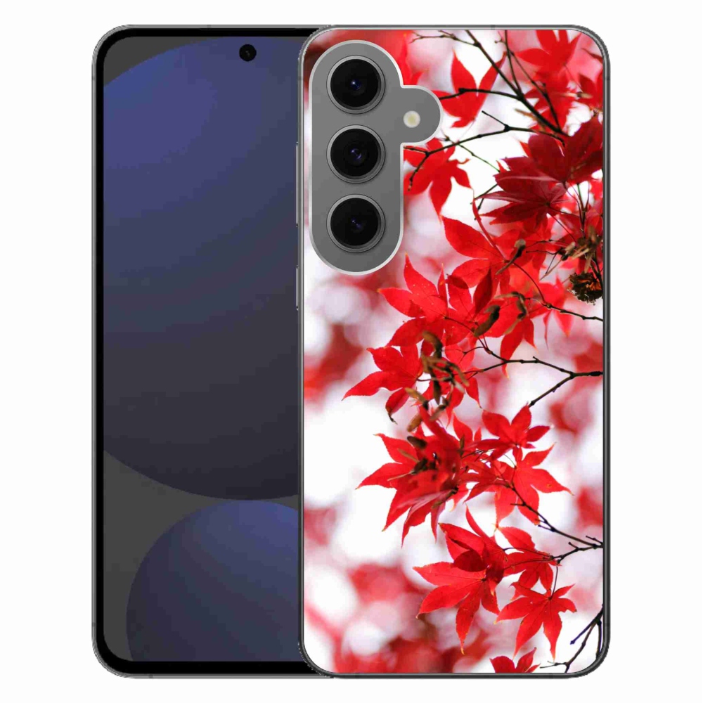 Gelový kryt mmCase na Samsung Galaxy S24 FE - červené listy