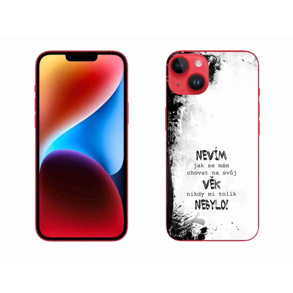 Gelový kryt mmCase na iPhone 14 Plus - vtipný text 14 bílé pozadí