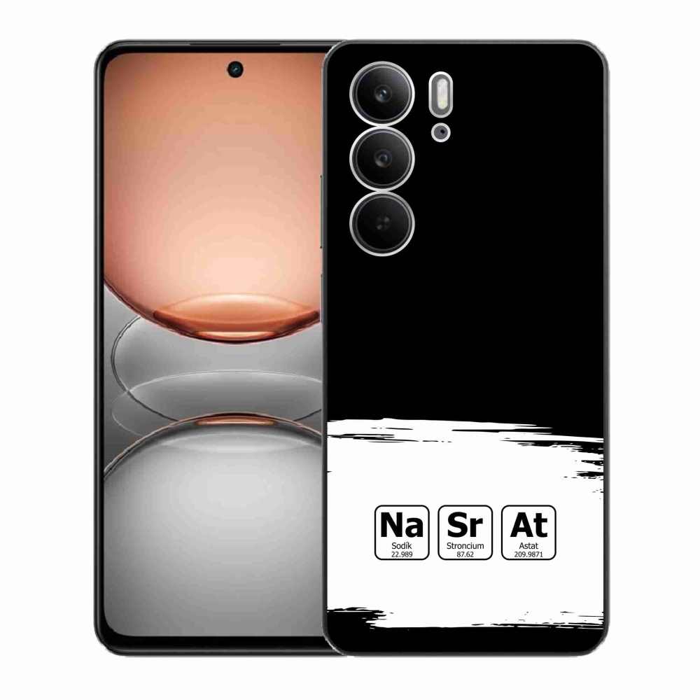Gelový kryt mmCase na Realme C75 - chemické prvky bíločerné pozadí