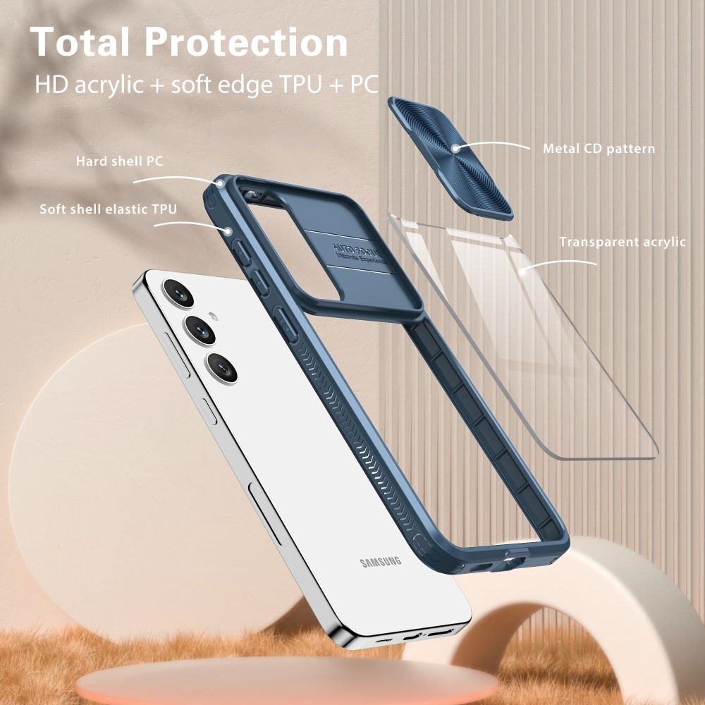 Backplate odolný kryt s krytkou fotoaparátu na Samsung Galaxy S25+ - modrý