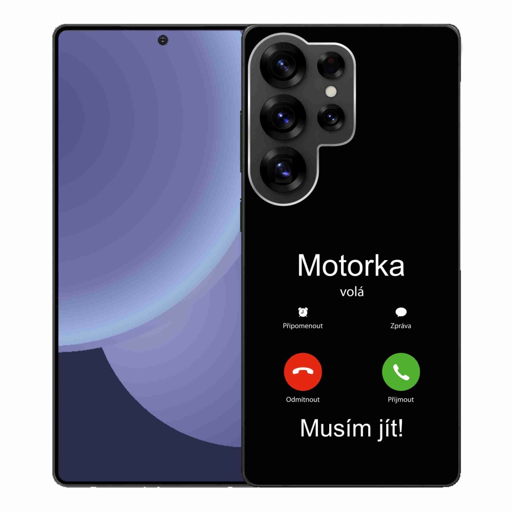 Gelový kryt mmCase na Samsung Galaxy S25 Ultra - motorka volá černé pozadí