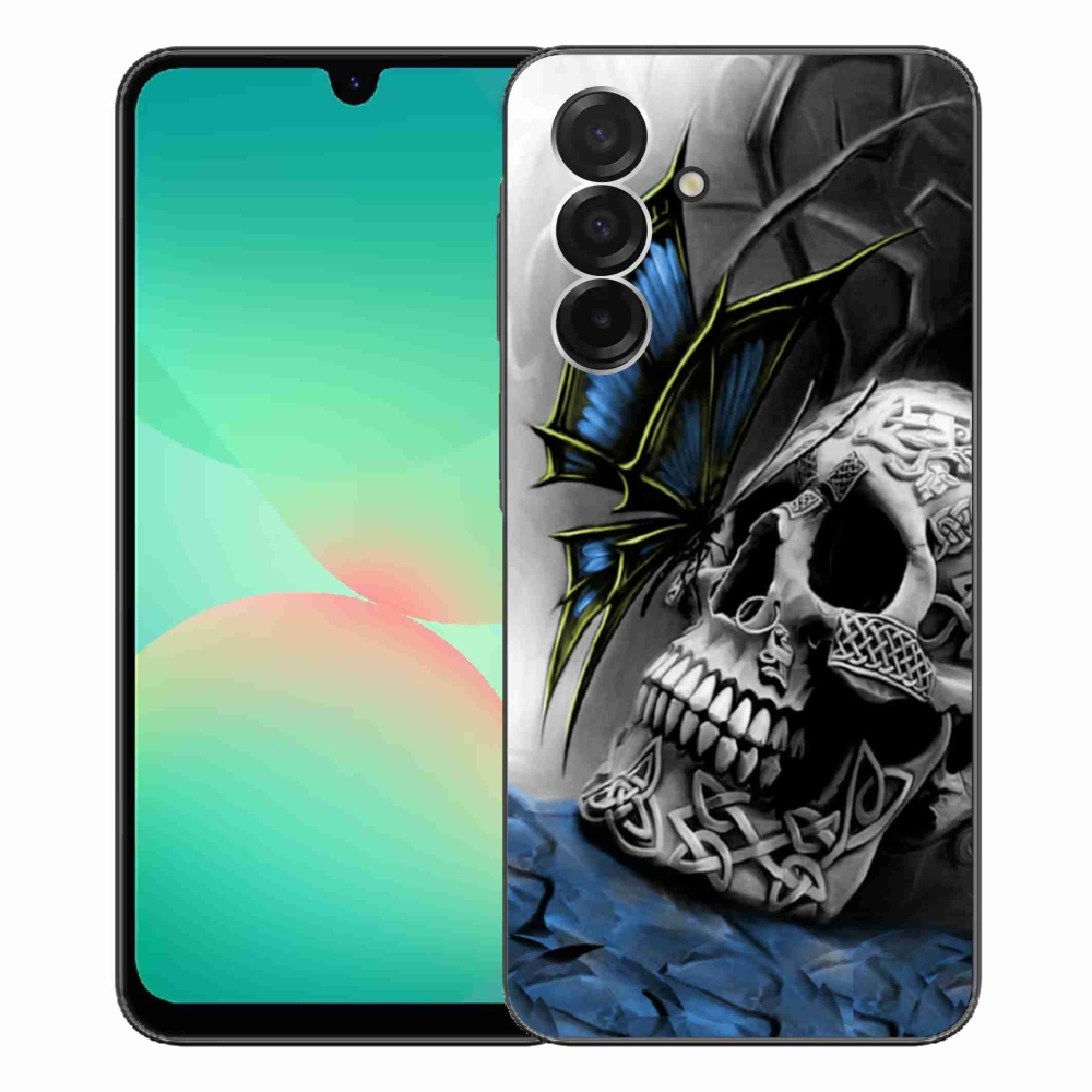 Gelový kryt mmCase na Samsung Galaxy A26 5G - motýl a lebka