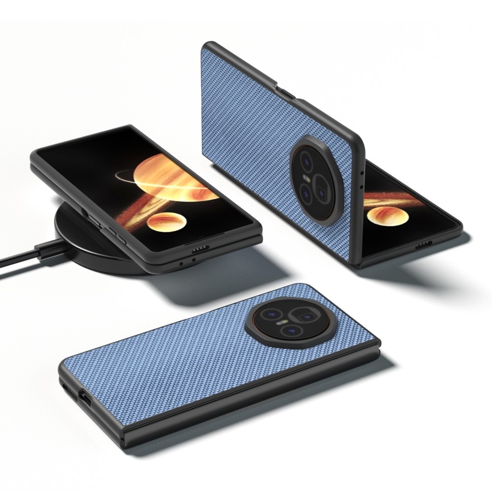 Carbon plastový obal s umělou kůží na Honor Magic V3 - světlemodrý