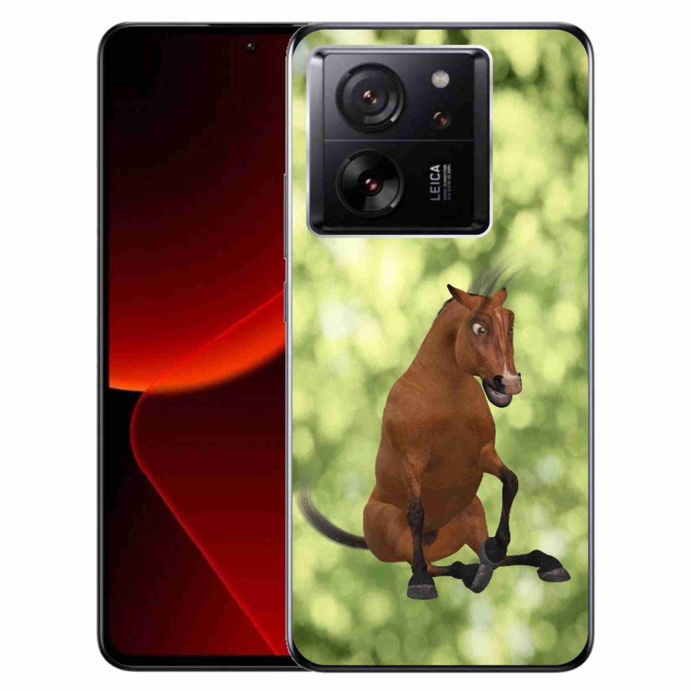 Gelový kryt mmCase na Xiaomi 13T/13T Pro - hnědý kreslený kůň 1