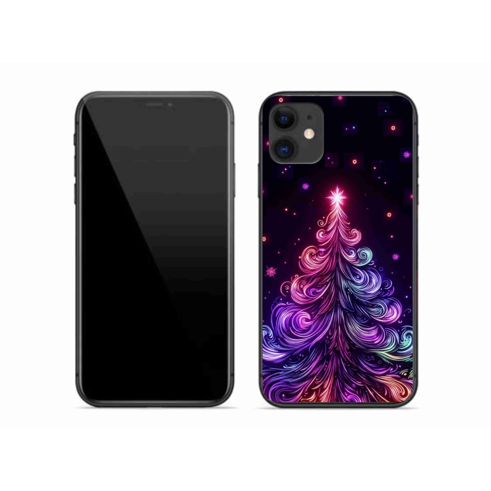 Gelový kryt mmCase na iPhone 11 - neonový vánoční stromek 1