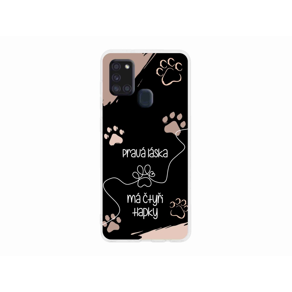 Gelový kryt mmCase na Samsung Galaxy A21s - psí motiv 1 černé pozadí